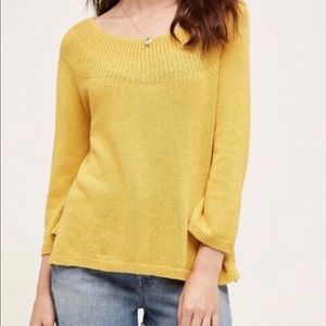 Anthropologie Mustard Yellow Pullover Sweater